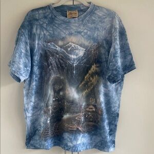 Vintage 1999 The Mountain Blue Tie-Dye Durango Silverton Railroad T-shirt